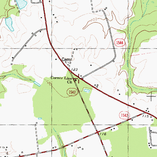 Topographic Map of Corner Line Church, NC