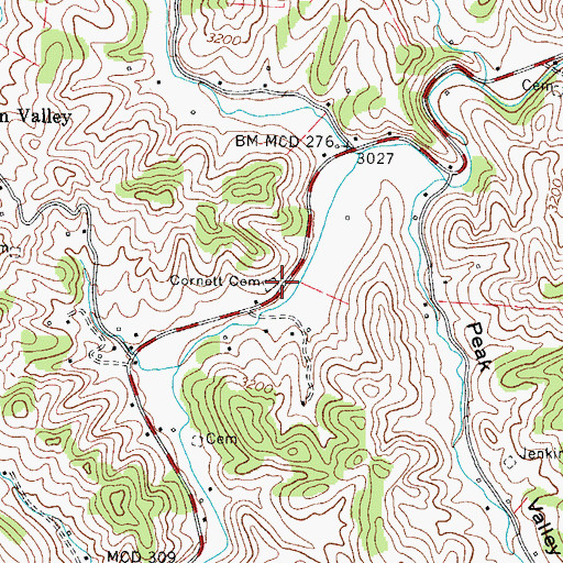 Topographic Map of Cornett Cemetery, NC