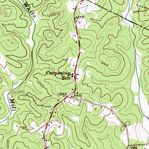 Topographic Map of Corpening School, NC