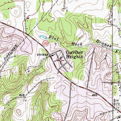 Topographic Map of Corriher Heights, NC