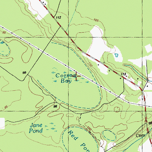 Topographic Map of Corson Bay, NC