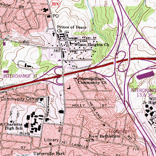 Topographic Map of Cosmopolitan Community Church, NC