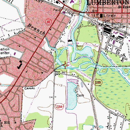 Topographic Map of Cotton Mill Branch, NC