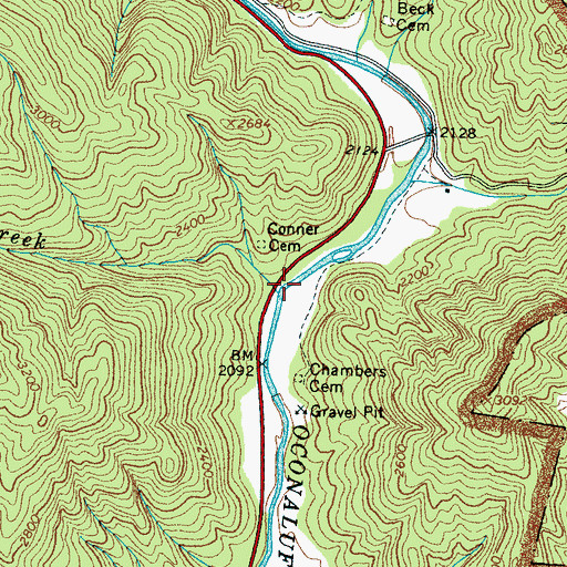 Topographic Map of Couches Creek, NC