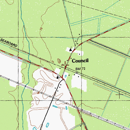 Topographic Map of Council, NC