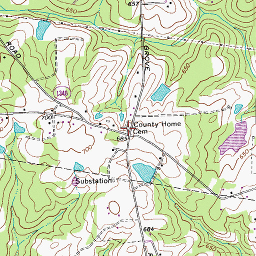Topographic Map of County Home Cemetery, NC