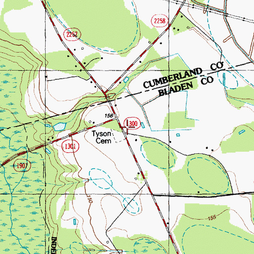 Topographic Map of County Line Cemetery, NC