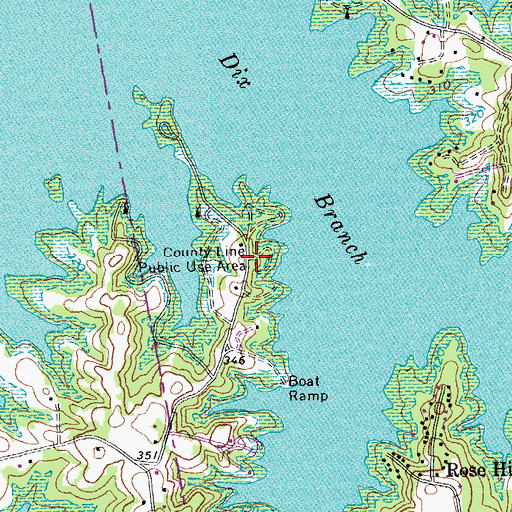 Topographic Map of County Line Public Use Area, NC