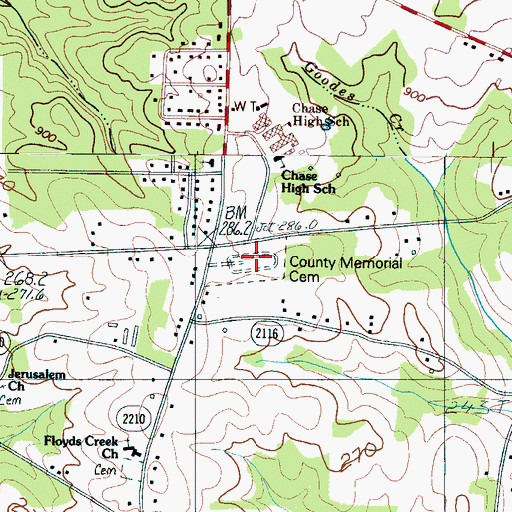 Topographic Map of Rutherford County Memorial Cemetery, NC