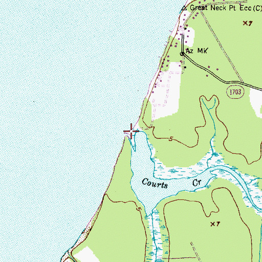 Topographic Map of Courts Creek, NC