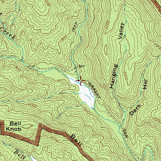 Topographic Map of Cove Creek, NC