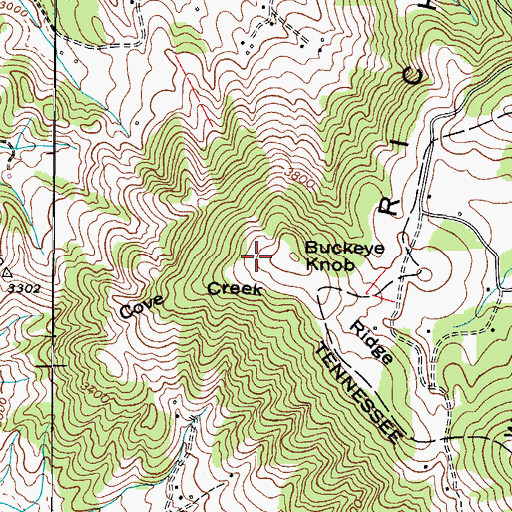 Topographic Map of Cove Creek Ridge, NC