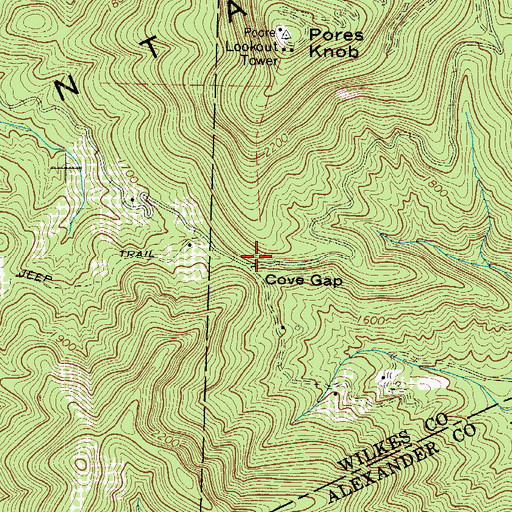 Topographic Map of Cove Gap, NC