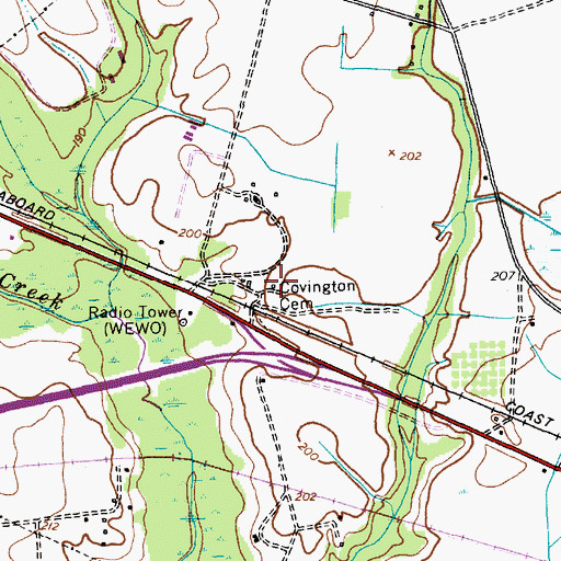 Topographic Map of Covington Cemetery, NC
