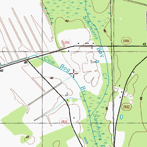 Topographic Map of Cow Bog Branch, NC