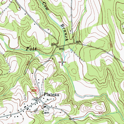 Topographic Map of Cow Branch, NC
