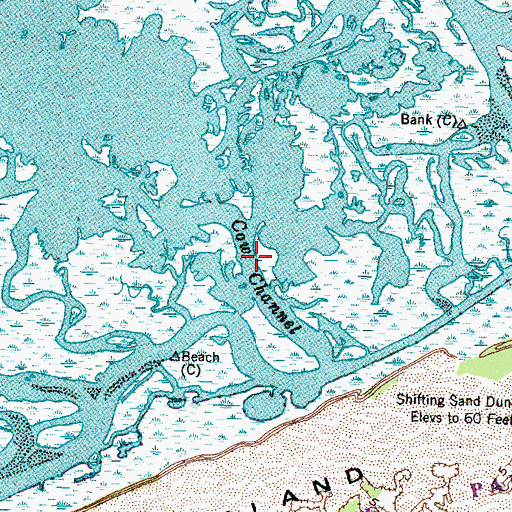 Topographic Map of Cow Channel, NC