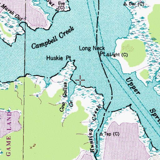 Topographic Map of Cow Gallus Creek, NC