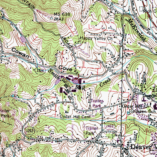 Topographic Map of Cowan Cove, NC