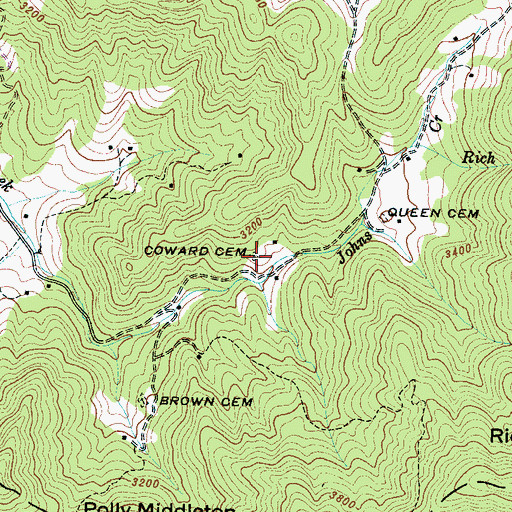 Topographic Map of Coward Cemetery, NC