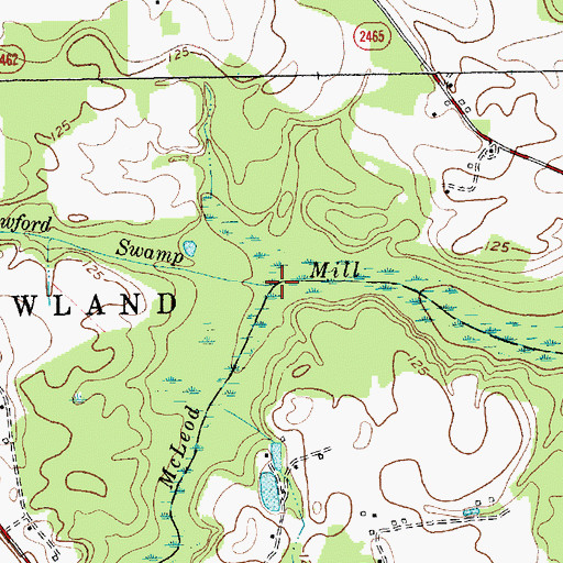Topographic Map of Cowford Swamp, NC