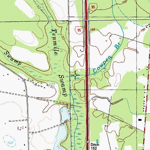 Topographic Map of Cowpen Branch, NC