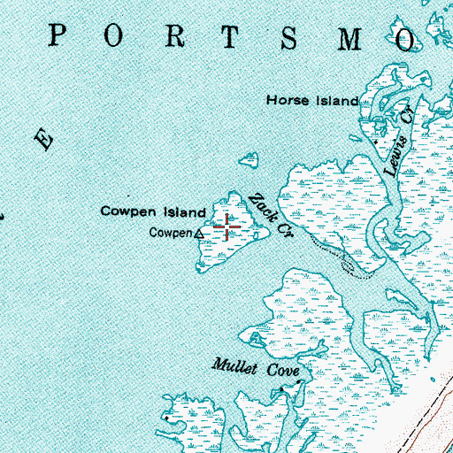 Topographic Map of Cowpen Island, NC