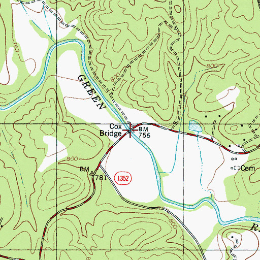 Topographic Map of Cox Bridge, NC