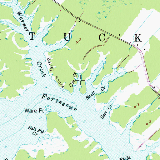 Topographic Map of Cox Creek, NC