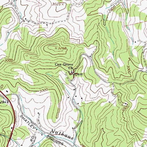 Topographic Map of Cox Grove Church, NC