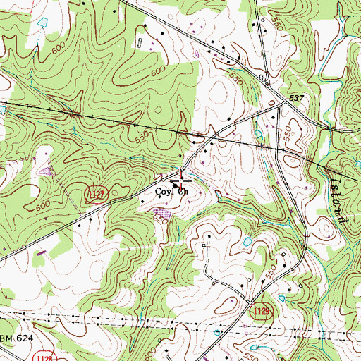 Topographic Map of Coyl Church, NC