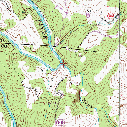 Topographic Map of Crab Creek, NC