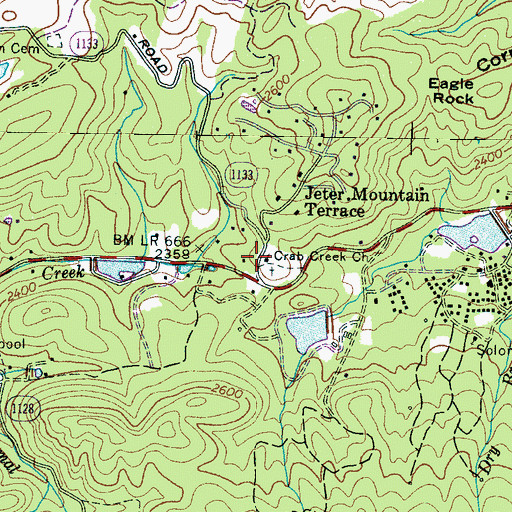Topographic Map of Crab Creek Church, NC