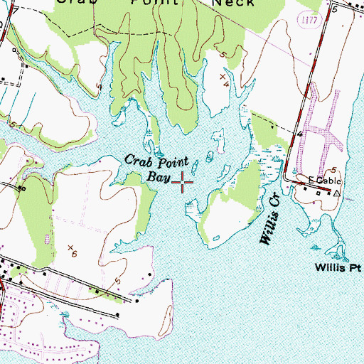 Topographic Map of Crab Point Bay, NC
