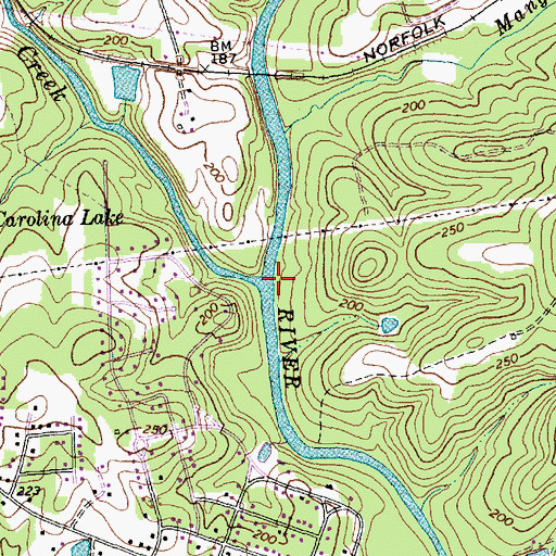 Topographic Map of Crabtree Creek, NC