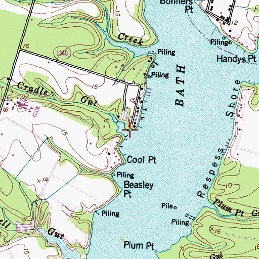 Topographic Map of Cradle Gut, NC