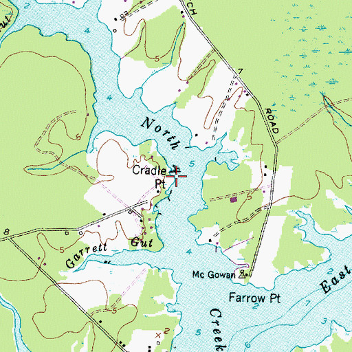 Topographic Map of Cradle Point, NC