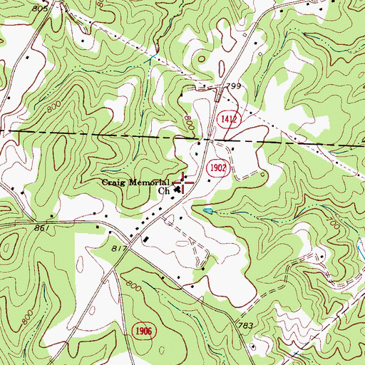 Topographic Map of Craig Memorial Church, NC