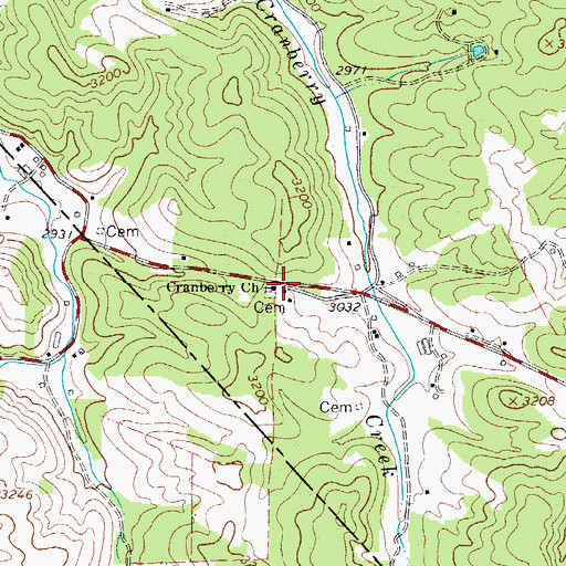 Topographic Map of Cranberry Church, NC
