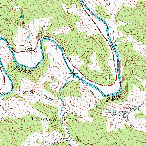 Topographic Map of Cranberry Creek, NC