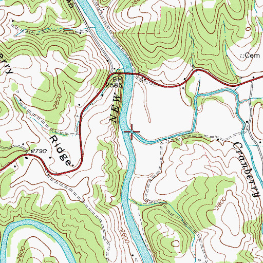 Topographic Map of Cranberry Creek, NC