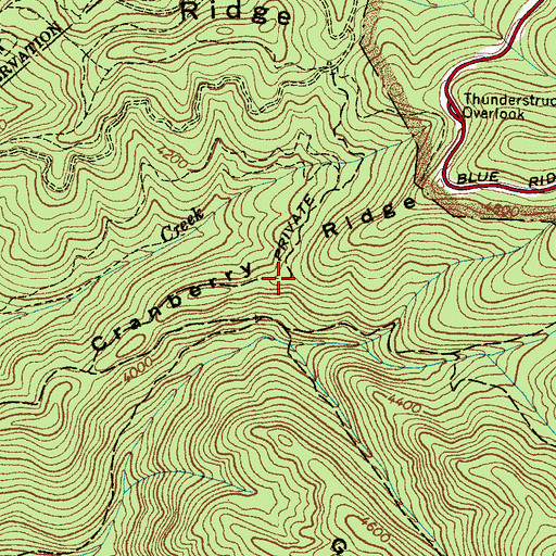 Topographic Map of Cranberry Ridge, NC