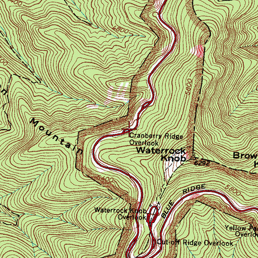 Topographic Map of Cranberry Ridge Overlook, NC