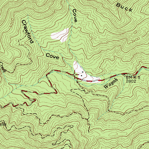 Topographic Map of Crawford Cove, NC