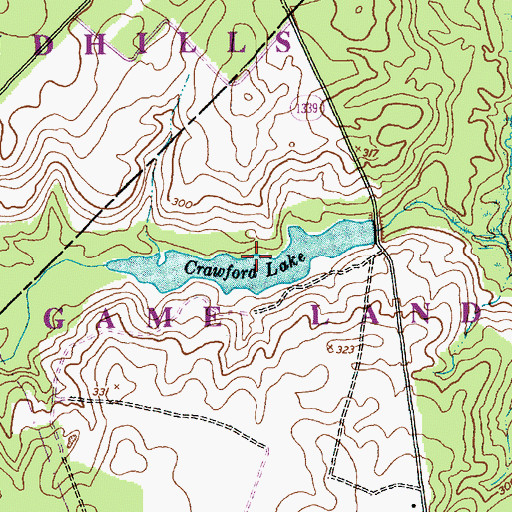 Topographic Map of Crawford Lake, NC