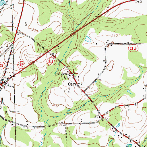 Topographic Map of Creechs Church, NC