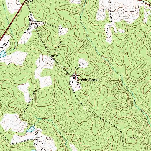 Topographic Map of Creek Grove Church, NC