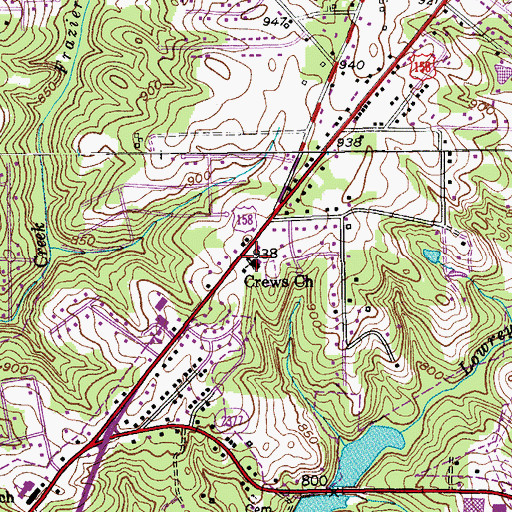 Topographic Map of Crews Church, NC