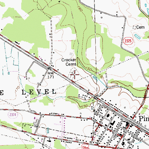 Topographic Map of Crocker Cemeteries, NC