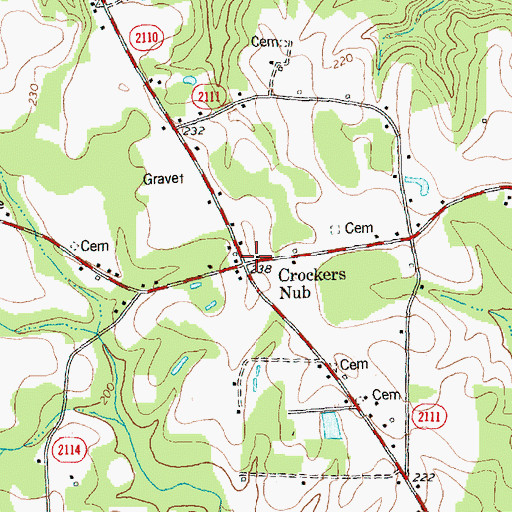 Topographic Map of Crockers Nub, NC